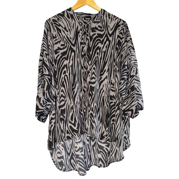 Torrid Zebra Print High Low Blouse Women's Size 2X Button Up 3/4 Sleeve Career - Picture 1 of 7